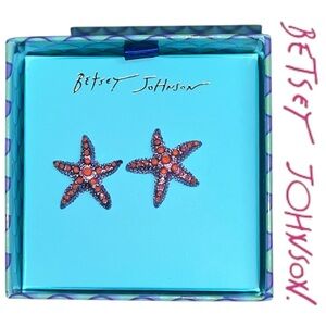Betsey Johnson Mermaid Jewels Crystal Starfish Stud Earrings